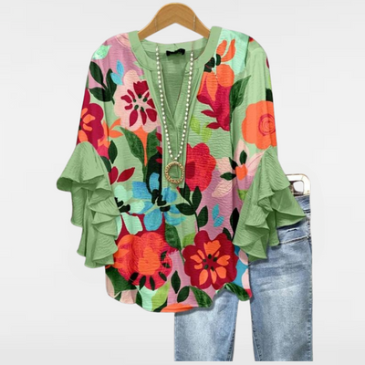 REGINE | BLOUSE À MANCHES VOLANTÉES FLEURIE ÉTERNELLE