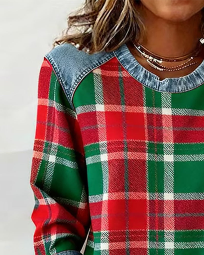 Sweat à la mode avec patchwork à carreaux