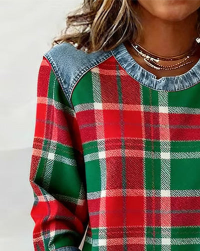 Sweat à la mode avec patchwork à carreaux