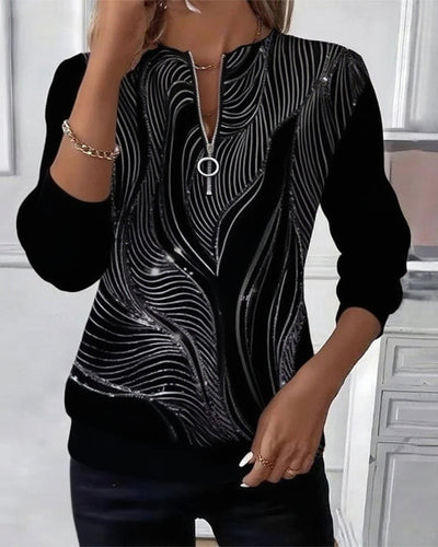 Laluna® | Sweat à zip imprimé décontracté