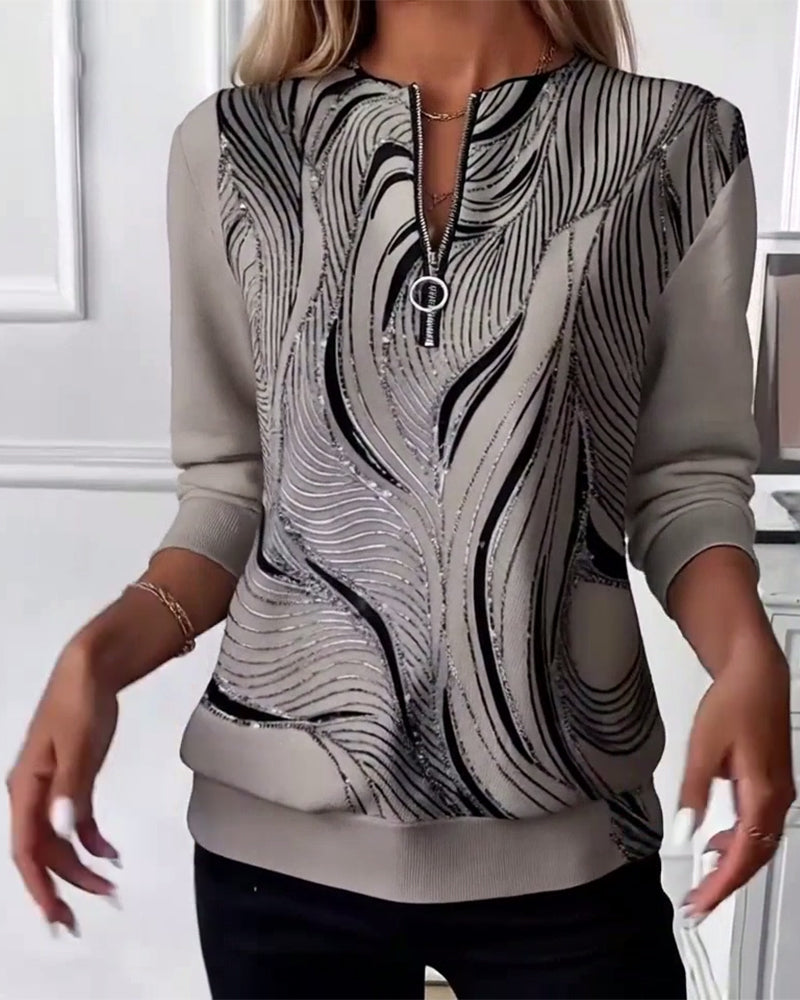 Laluna® | Sweat à zip imprimé décontracté