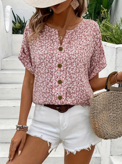 GRACEY | BLOUSE D'ÉTÉ CHIC À BOUTON