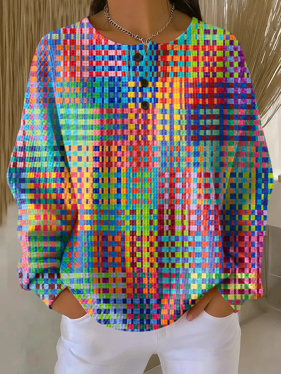 Rosa | Pull avec Design Tartan Coloré