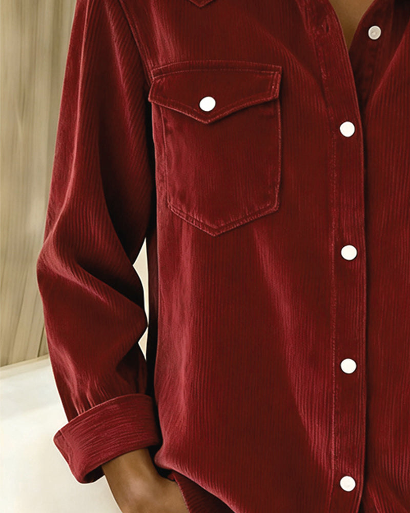 Laluna® | Chemise à Manches Longues avec Revers et Patte de Boutonnage