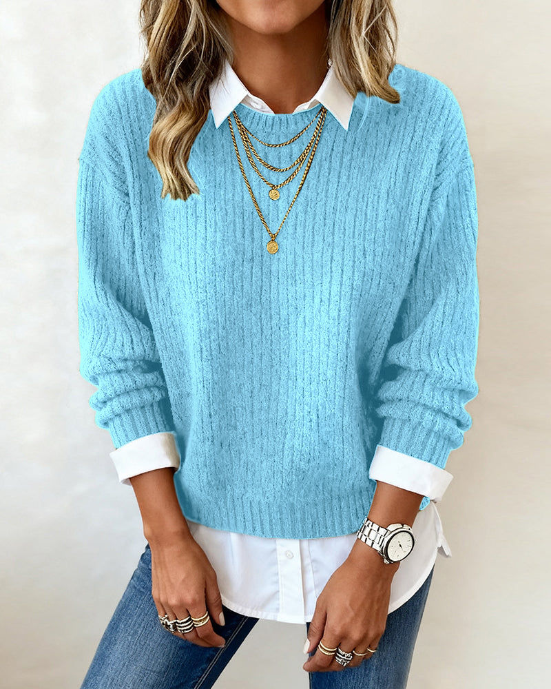 Laluna® | Pull Avec Col Chemise Et Design Patchwork