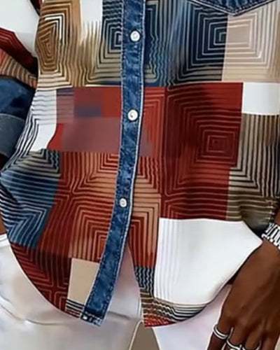 Laluna® | Chemise Color Block avec Col Fashion