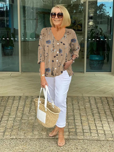 DELILAH | BLOUSE FLORALE À BOUTON STYLÉE