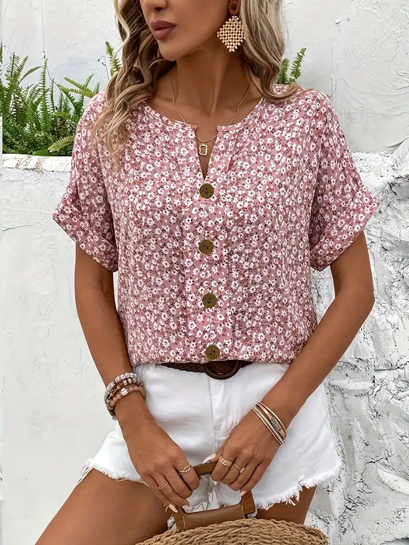 GRACEY | BLOUSE D'ÉTÉ CHIC À BOUTON