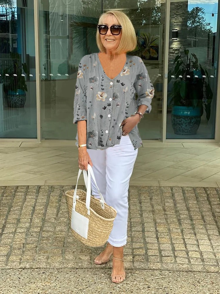 DELILAH | BLOUSE FLORALE À BOUTON STYLÉE