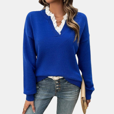 Rhea | Pull Élegant avec Col en Dentelle