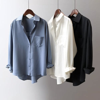 VIVIAN | CHEMISE À COL REVER LONGUE À MANCHES CASUAL