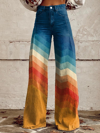 Jodie | Pantalons larges Chevron au coucher de soleil