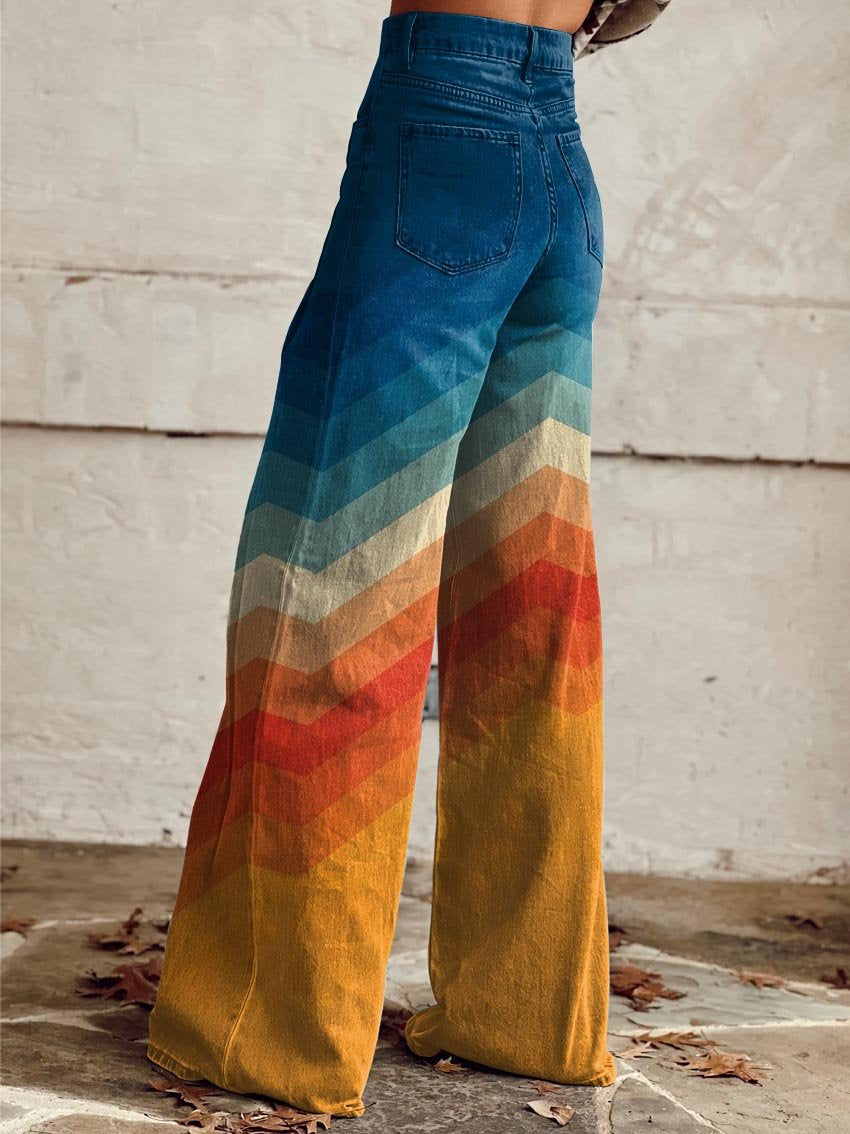 Jodie | Pantalons larges Chevron au coucher de soleil