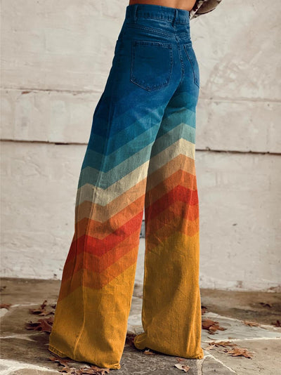 Jodie | Pantalons larges Chevron au coucher de soleil