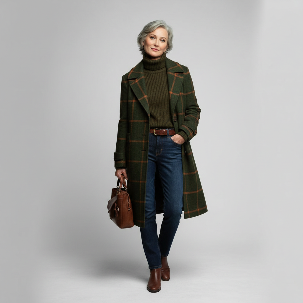 Frances | Manteau en Laine à Carreaux Classique